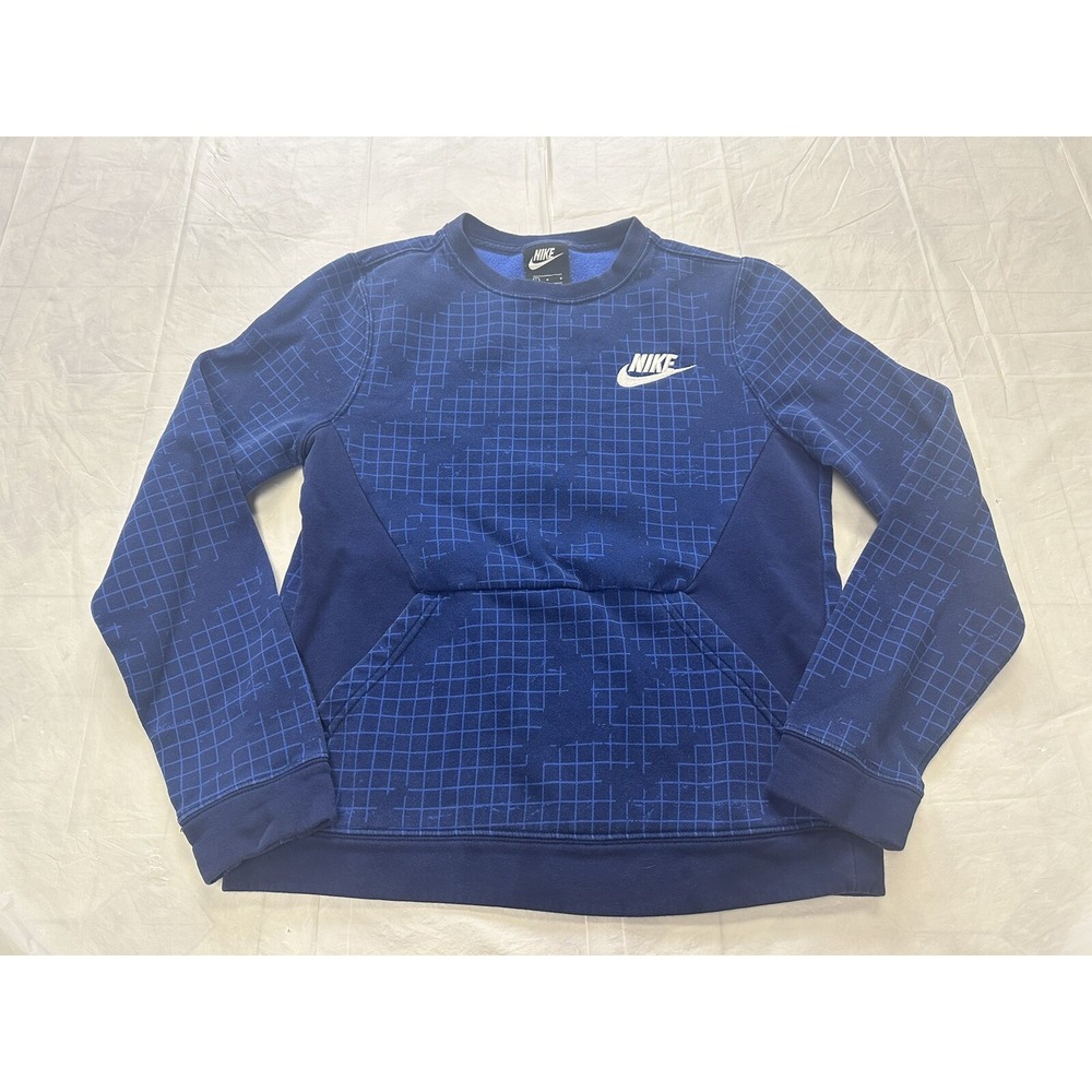 Nike Crewneck Sweatshirt Youth Size Large Blue Swoosh Cotton Pullover